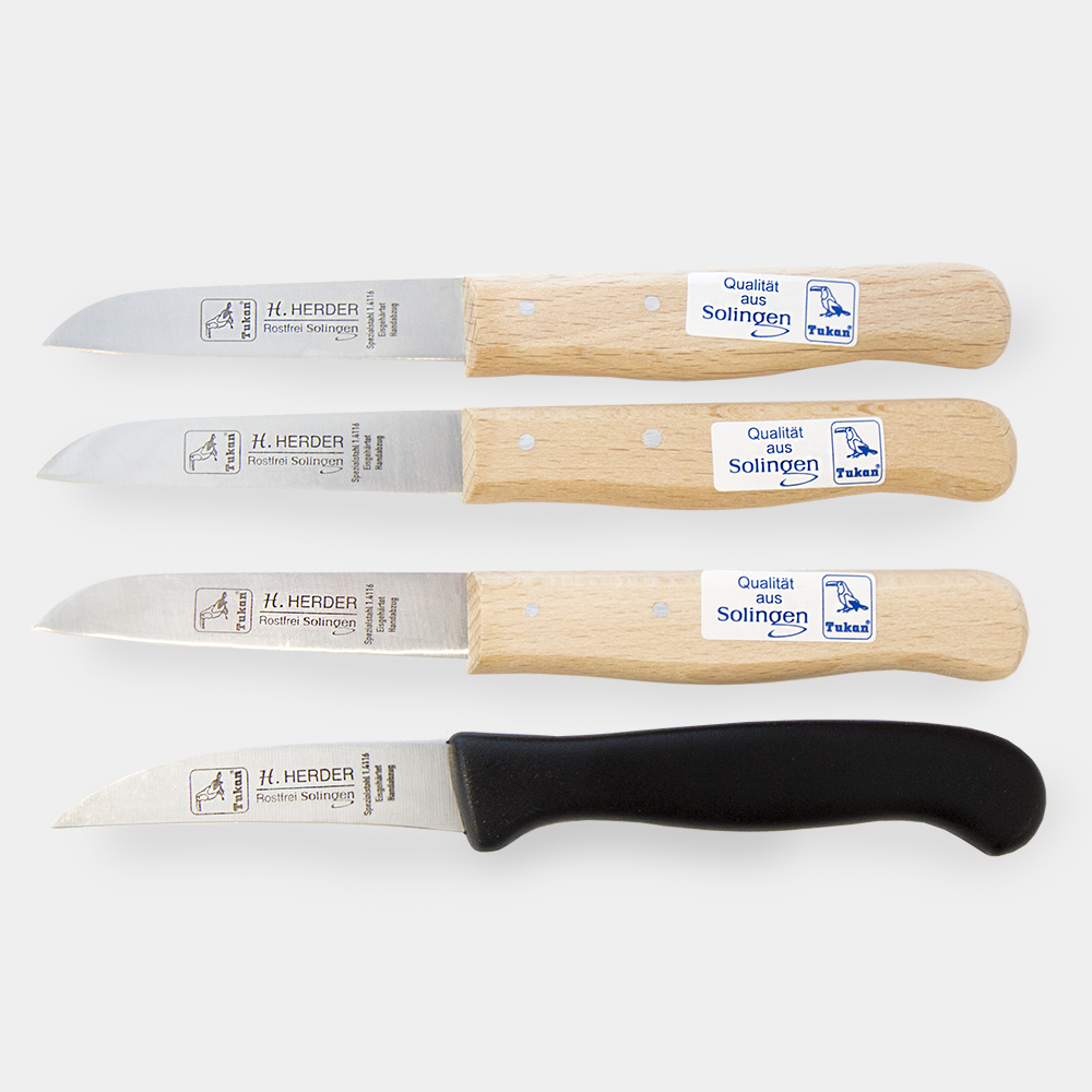 Set 3 schilmesjes H. Herder recht rvs + zwart mesje