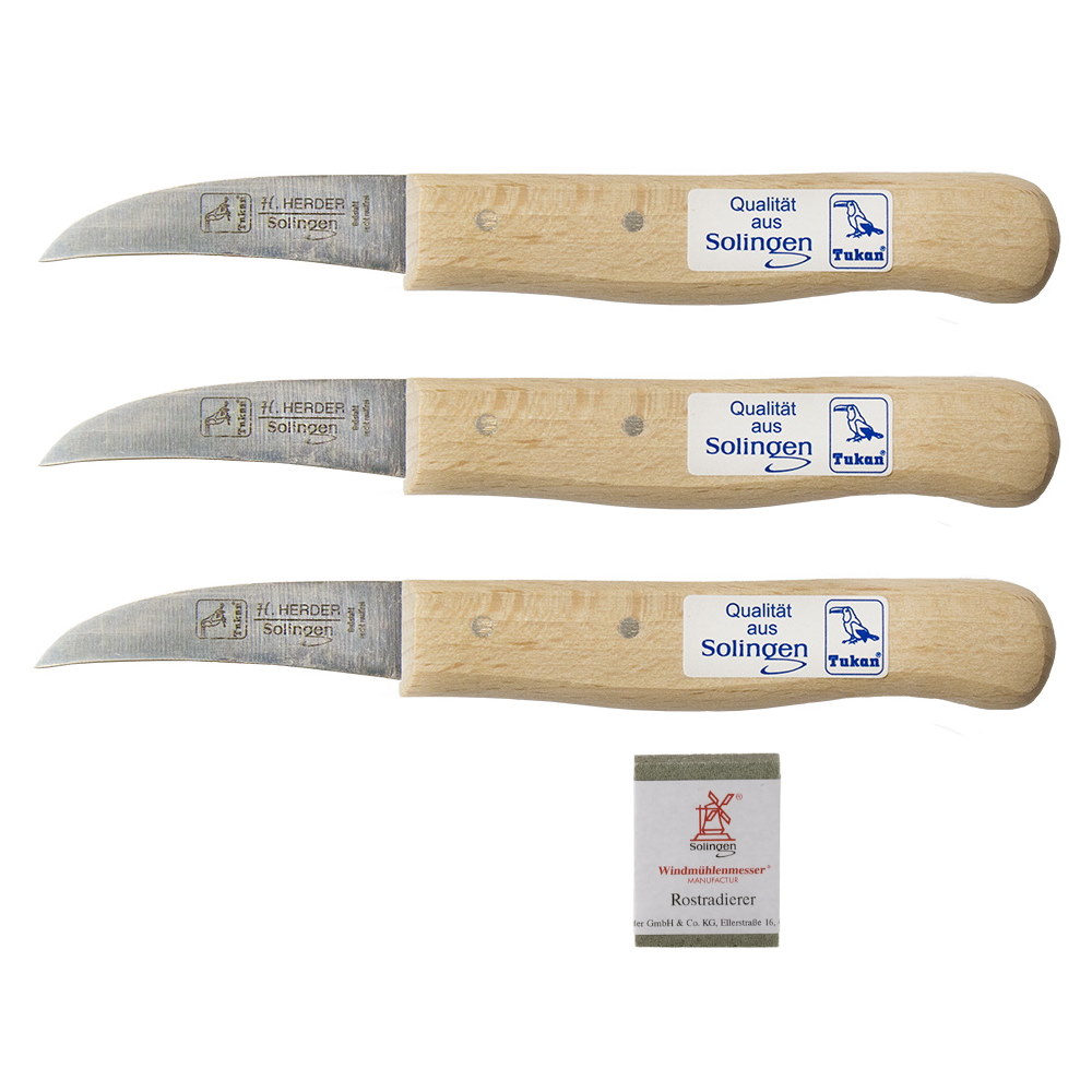 3x schilmes H. Herder krom carbon lemmet met gratis roestgum